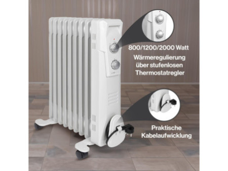 CLATRONIC Radiateur bain d'huile RA 3736, 9 éléments, blanc