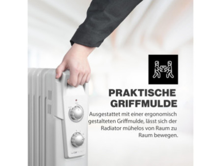 CLATRONIC Radiateur bain d'huile RA 3737, 11 éléments, blanc