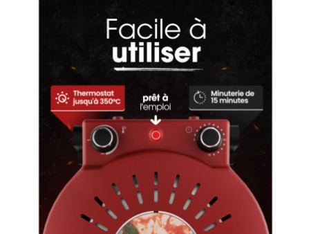 CLATRONIC Four à pizza PM3787, 1.200 watts, rouge