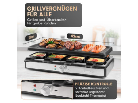 CLATRONIC Raclette-gril RG 3757, pour 8 personnes