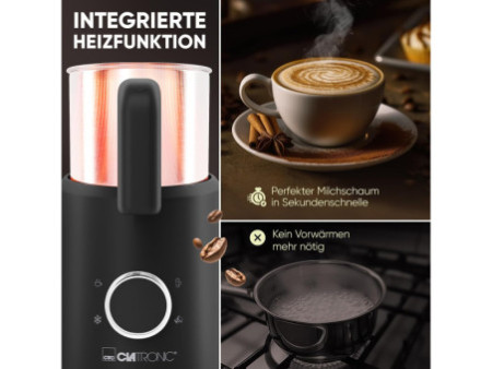 CLATRONIC Mousseur à lait MS 3812, inox/noir