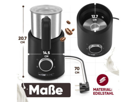 CLATRONIC Mousseur à lait MS 3812, inox/noir