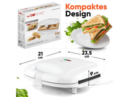 CLATRONIC Gril à sandwich ST 3813, blanc