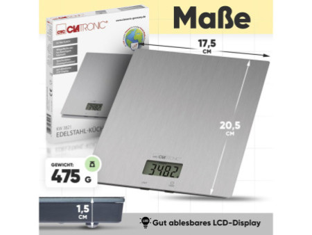 CLATRONIC Balance de cuisine KW 3821, inox