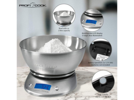 PROFI COOK Balance de cuisine PC-KW 1040, acier inoxydable