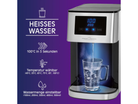PROFI COOK Fontaine à eau chaude PC-HWS 1145, inox/noir
