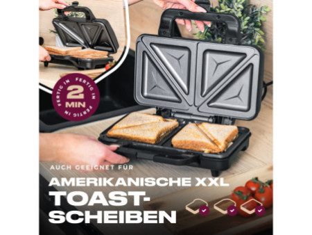 PROFI COOK Appareil à croque-monsieur PC-ST 1092, inox/noir