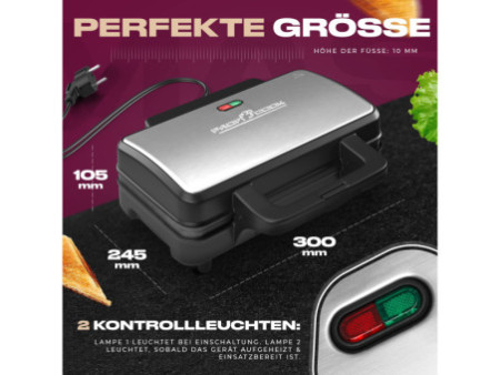 PROFI COOK Appareil à croque-monsieur PC-ST 1092, inox/noir