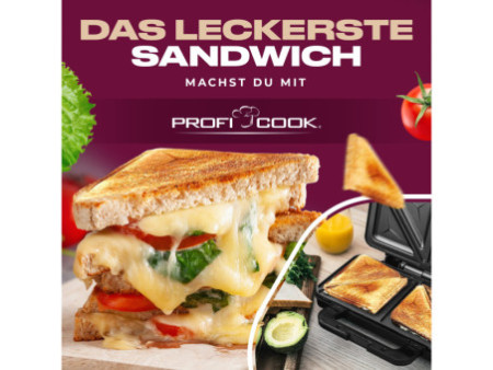 PROFI COOK Appareil à croque-monsieur PC-ST 1092, inox/noir