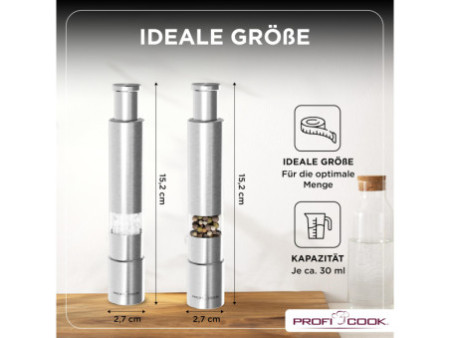 PROFI COOK Moulins à poivre et à sel PC-PSM 1160, kit de 2