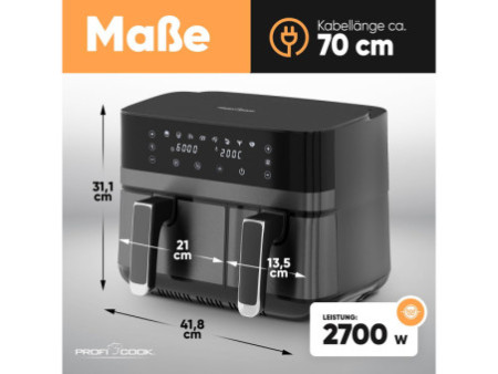 PROFI COOK Friteuse double à air chaud PC-FR 1295 H
