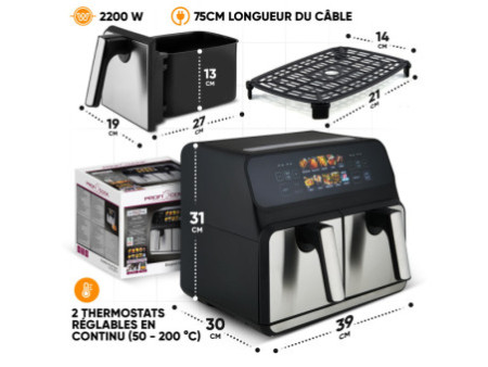 PROFI COOK Friteuse double bac à air chaud PC-FR 1287 H