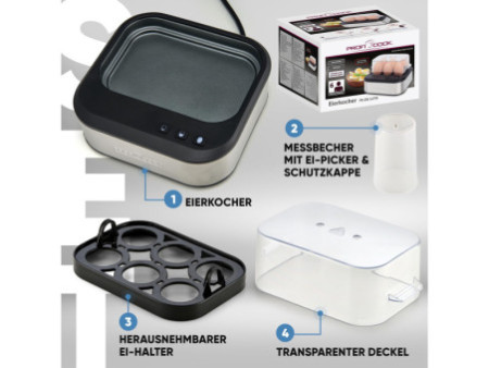 PROFI COOK Cuiseur à oeufs PC-EK 1276, avec signal vocal