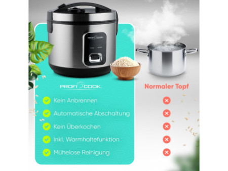PROFI COOK Cuiseur 2 en 1 riz/vapeur PC-RK 1285, noir