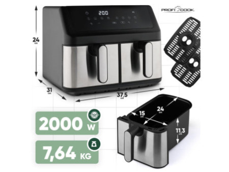 PROFI COOK Friteuse double à air chaud PC-FR 1296 H