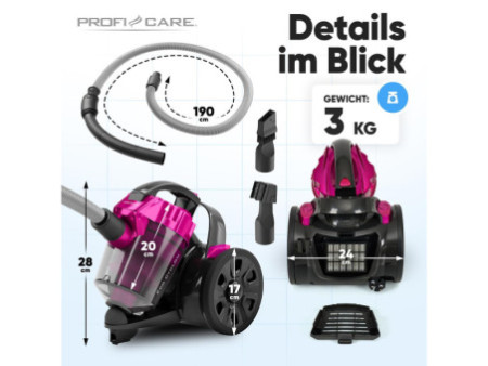 PROFI CARE Aspirateur PC-BS 3134, rose/noir