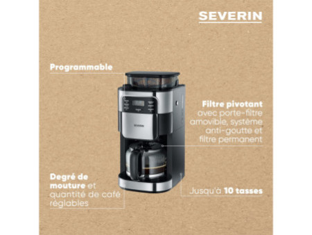 SEVERIN Cafetière électrique KA 4810, acier inoxydable/noir