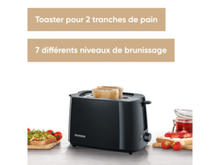 SEVERIN Grille-pain pour 2 tranches AT 2287, 700 watt, noir