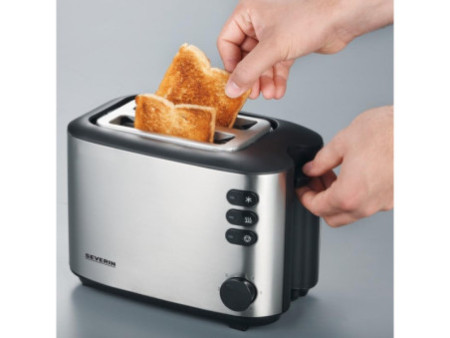 SEVERIN Grille-pain pour 2 tranches AT 2514, inox / noir