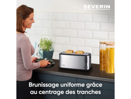 SEVERIN Grille-pain pour 4 tranches AT 2509, inox / noir