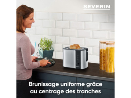 SEVERIN Grille-pain pour 2 tranches AT 2589, inox / noir