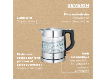SEVERIN Bouilloire en verre WK 3468, inox / noir