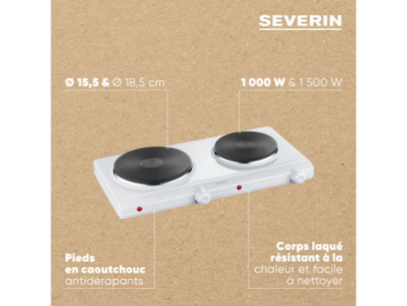 SEVERIN Réchaud électrique double DK 1042, blanc