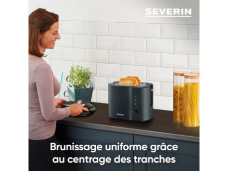 SEVERIN Grille-pain pour 2 tranches AT 9552, 800 W, noir mat