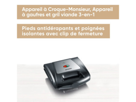 SEVERIN Gaufrier / Appareil à croque-monsieur SA 2968, noir