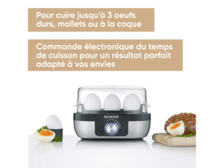 SEVERIN Cuiseur à oeufs EK 3163, pour 3 oeufs, inox / noir
