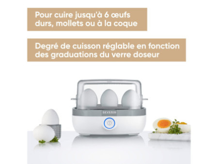 SEVERIN Cuiseur à oeufs EK 3164, pour 6 oeufs, blanc/gris