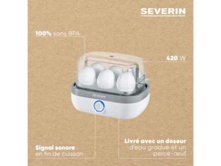 SEVERIN Cuiseur à oeufs EK 3164, pour 6 oeufs, blanc/gris