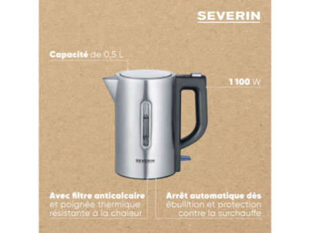 SEVERIN Mini bouilloire WK 3647, noir/acier inoxydable