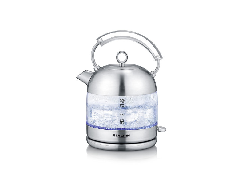 SEVERIN Bouilloire en verre Retro WK 3459, acier inoxydable