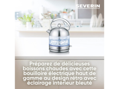 SEVERIN Bouilloire en verre Retro WK 3459, acier inoxydable