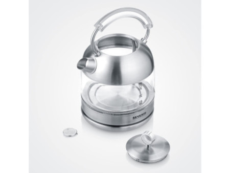 SEVERIN Bouilloire en verre Retro WK 3459, acier inoxydable