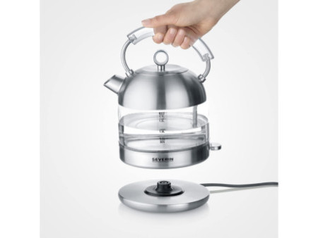 SEVERIN Bouilloire en verre Retro WK 3459, acier inoxydable