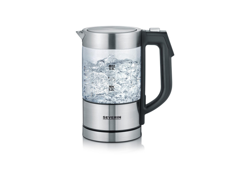 SEVERIN Mini bouilloire en verre WK 3458, inox / noir