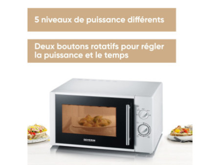 SEVERIN Micro-ondes MW 7772, 900 watts, argenté / noir