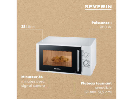 SEVERIN Micro-ondes MW 7772, 900 watts, argenté / noir