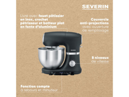 SEVERIN Robot ménager KM 3898, inox / noir