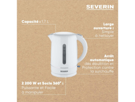 SEVERIN Bouilloire WK 4325, 1,7 litre, blanc