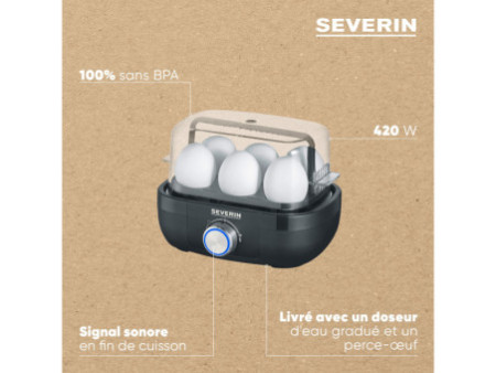 SEVERIN Cuiseur à oeufs EK 3166, pour 6 oeufs, noir