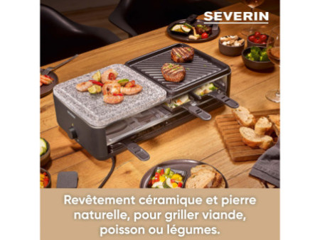 SEVERIN Raclette-gril RG 2366, pierre et plaque de cuisson