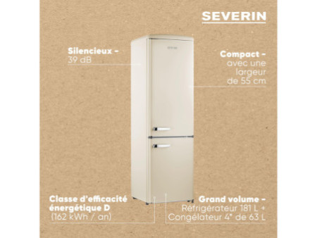 SEVERIN Réfrigérateur-congélateur rétro RKG 8919, crème