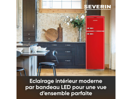 SEVERIN Réfrigérateur-congélateur rétro RKG 8983, rouge