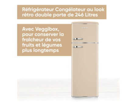SEVERIN Réfrigérateur-congélateur rétro RKG 8985, crème