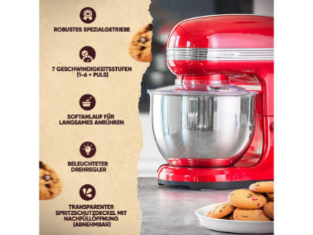PROFI COOK Machine à pétrir PC-KM 1197, rouge