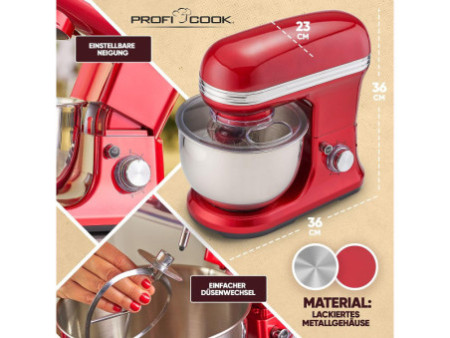PROFI COOK Machine à pétrir PC-KM 1197, rouge