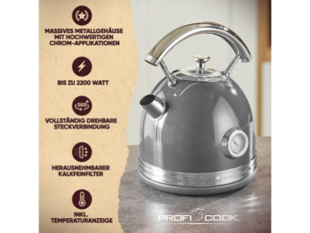 PROFI COOK Bouilloire PC-WKS 1192, anthracite/acier inox